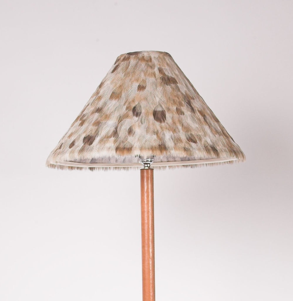 Egyptian Goose Feather Lamp Shade on lamp base
