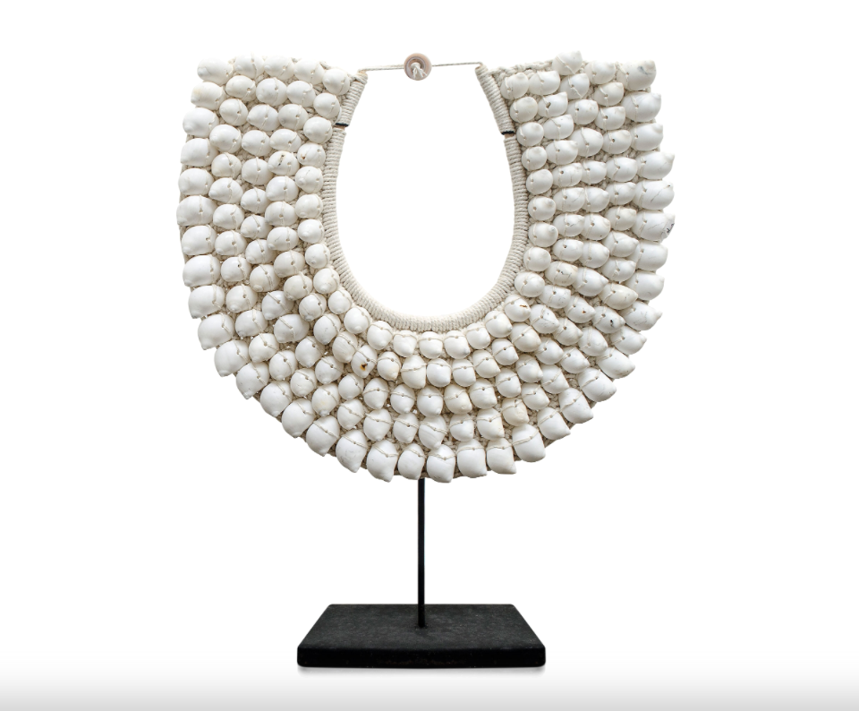 Snow White Shell Necklace on Stand