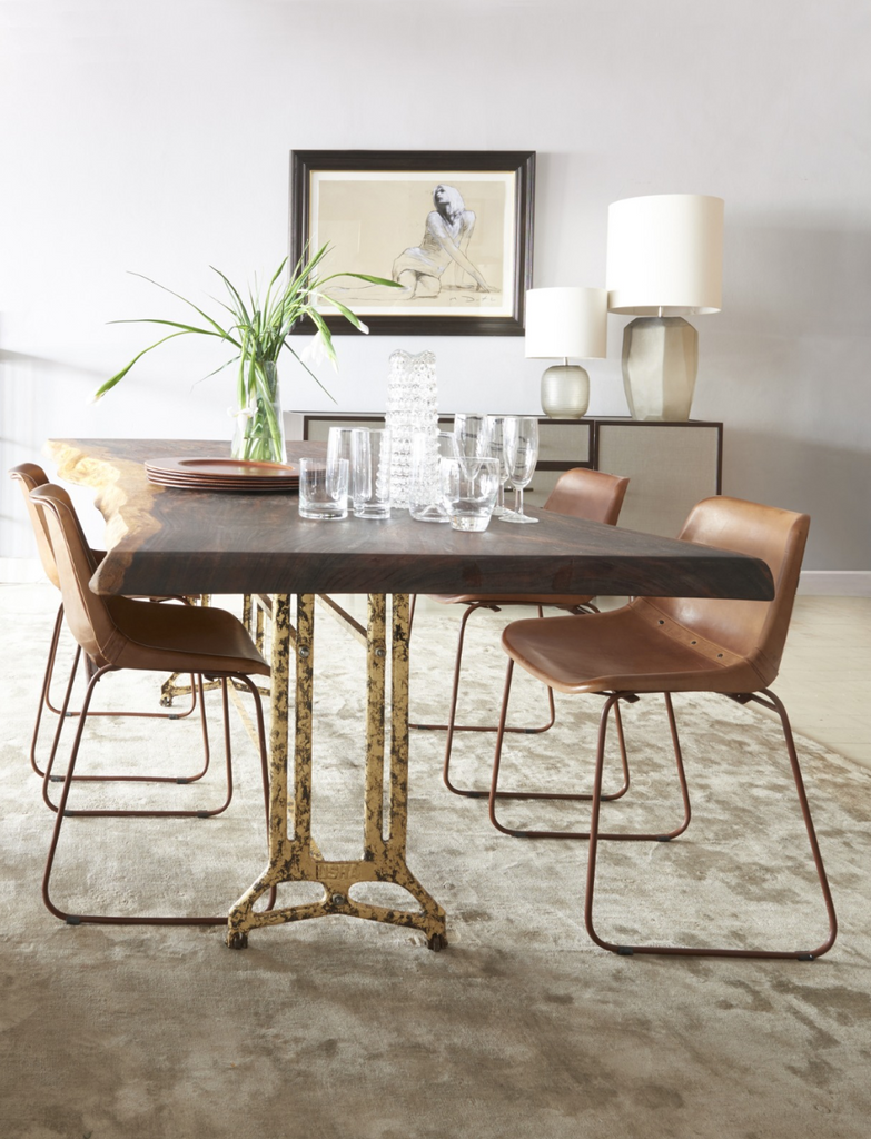 Shikari Raw Wood Dining Table in Dining room with Decor