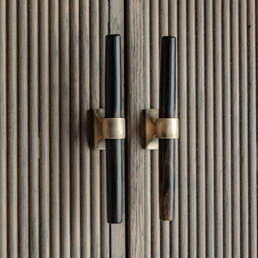 Horn handles on wood