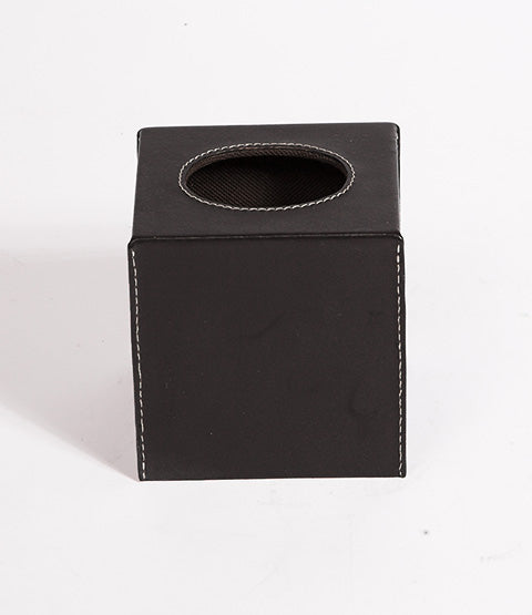 Black Leather Havana Tissue Box