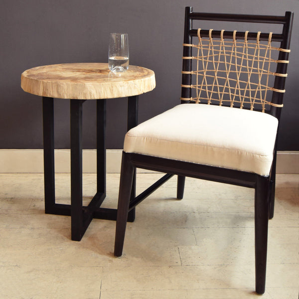 Maasai Mara Occasional Dining Chair with table and glassMaasai Mara Occasional Dining Chair with table and glass